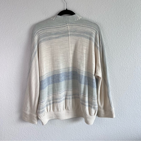 Anthropologie | Akemi + Kin Blue Cream Striped Dunes Draped Cardigan - Picture 2 of 15